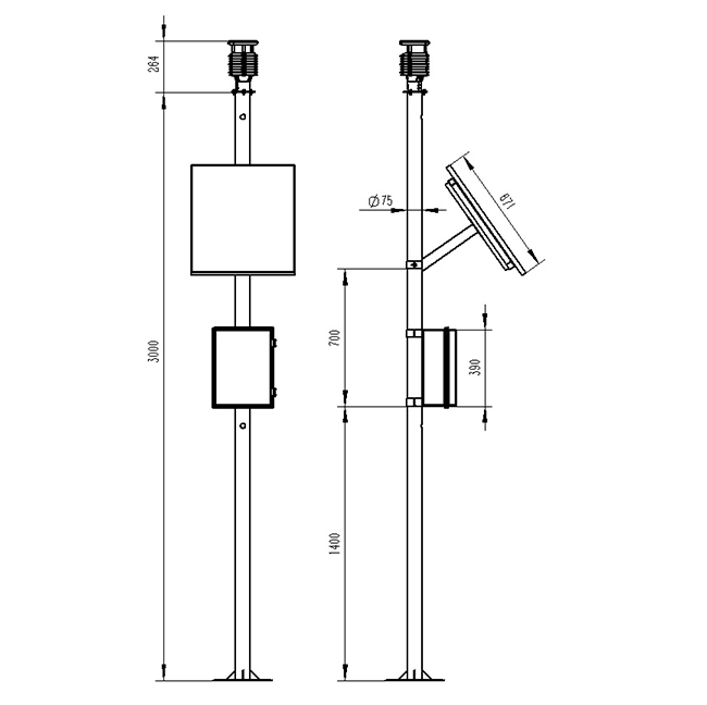 氣象實(shí)時監(jiān)測站產(chǎn)品尺寸圖