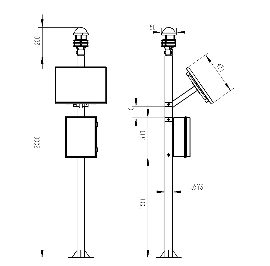 氣象監(jiān)測設備產品尺寸圖